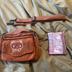 Kawaii bear crossbody and wallet